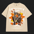 Leunam V Oversized Skeleton Floral Graphic Tee (Beige)