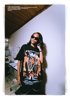 Leunam V Oversized Skeleton Floral Graphic Tee (Black)