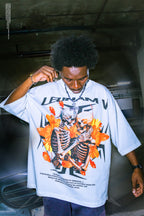 Leunam V Oversized Skeleton Floral Graphic Tee (white)